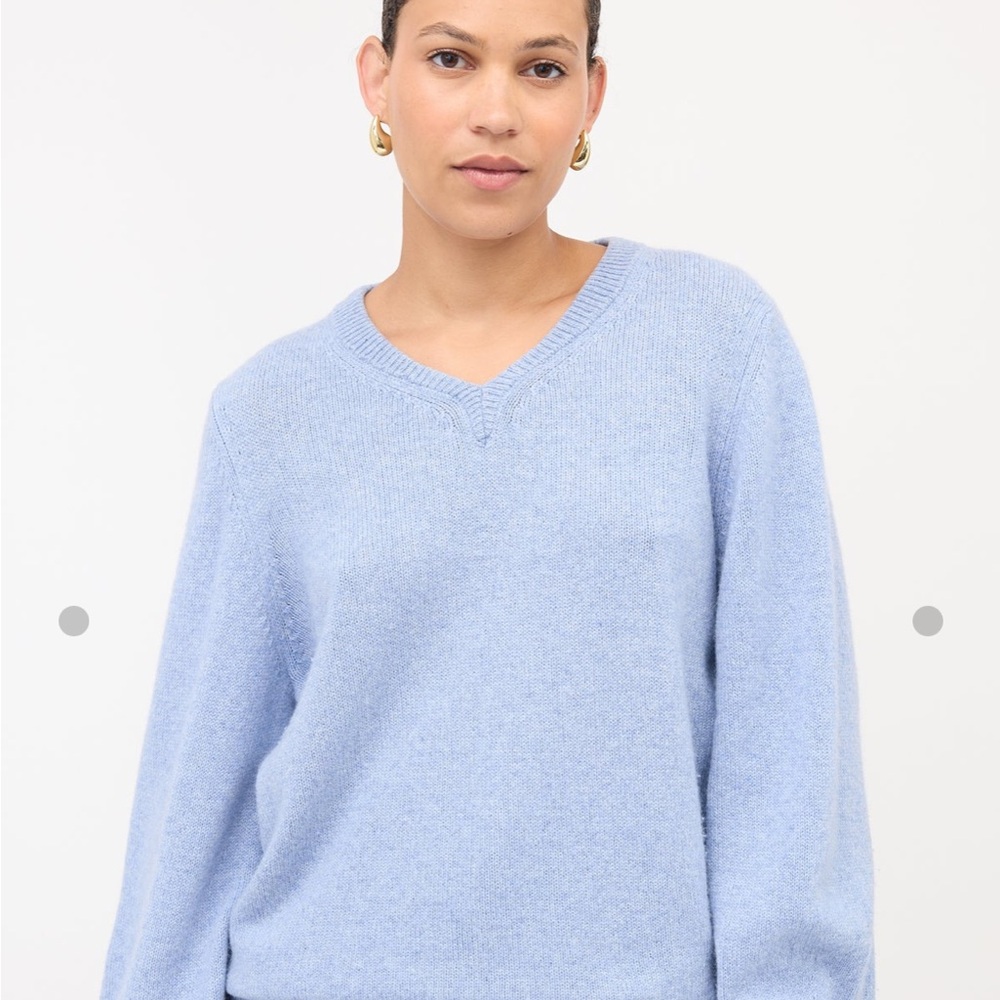 KHAITE Light Blue V-Neck Sweater - Picture 3 of 10